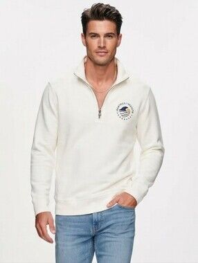 Faherty Terry Martha's Vineyard Sun & Waves Quarter Zip Pullover Sweatshirt M